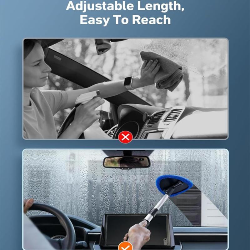 2026 Extendable Windshield Cleaning Tool – Microfiber Pads Car Window Cleaning Wiper for Interior & Exterior, Pivoting 180° Head,Home Car Cleaning Kit, High-Efficiency Glass Cleaning Tool, Automotive Accessories, Window Cleaning Supplies