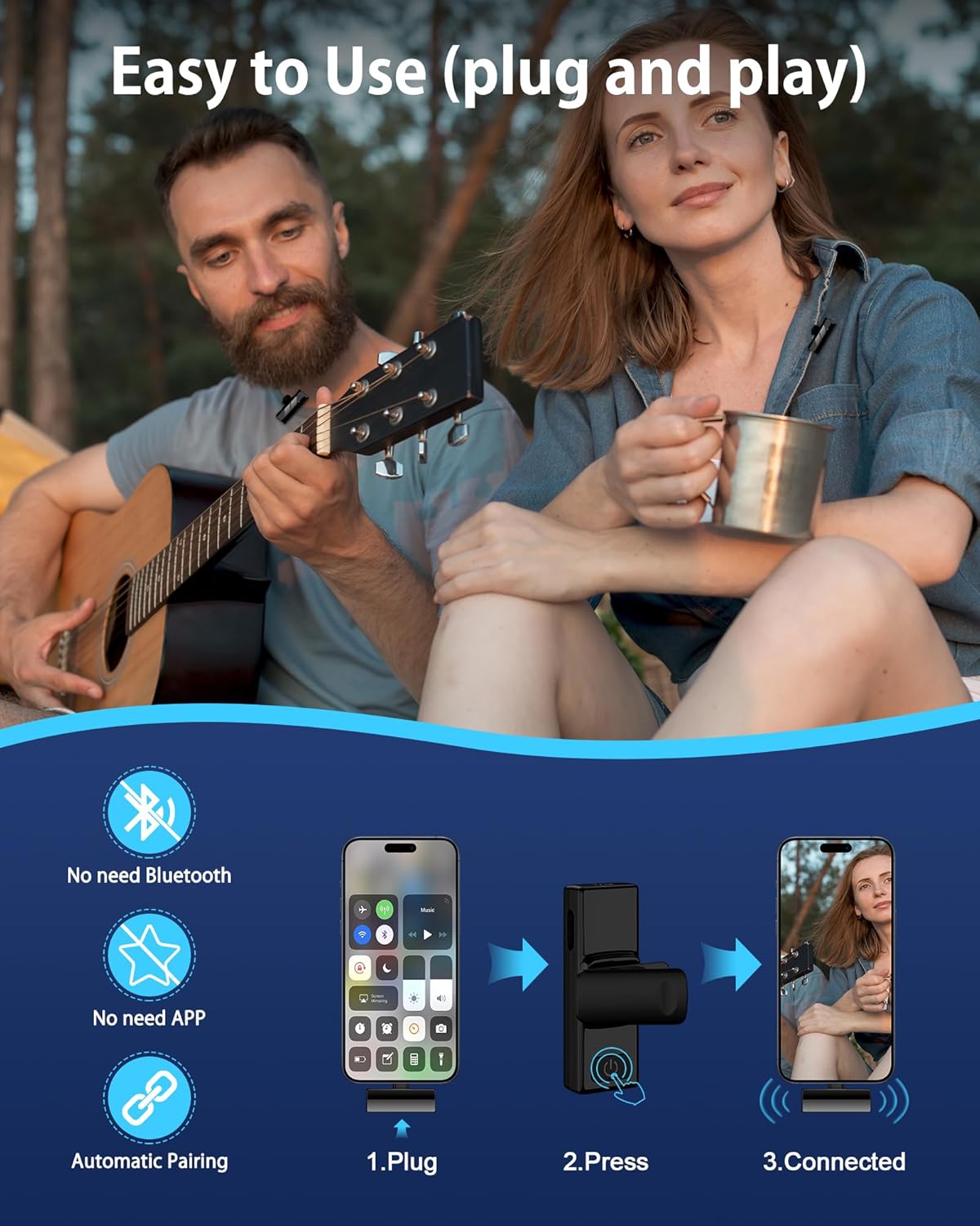 Mini Wireless Lapel Microphone for Android/iPhone Ideal for Video Recording / Conferencing / Lecturing / Work