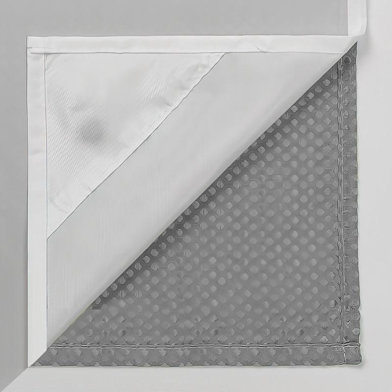 White No Hook Shower Curtain with Snap in Liner -grey Waffle-Pattern Shower Curtain Double Layer Shower Curtain -Fabric Waterproof Inner Liner,Bathroom Accessory for Home, Hotel, Salon & Dormitory Decor