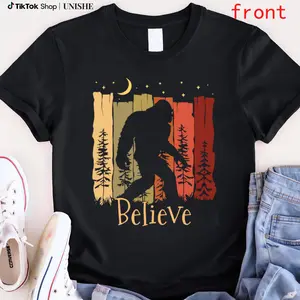 100% Cotton Bigfoot Tee with Night Sky and Forest Design