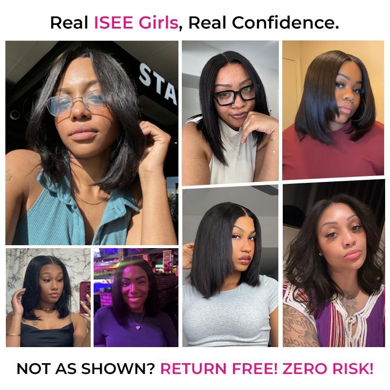 【Model Length=$84】ISEE HAIR Wear Go 9x6 Tpart Layered Cut Bob Yaki Straight Wig 180% & 250% Natural Black & Reddish Brown Deep Part Lace Glueless Wig #SpringStatements