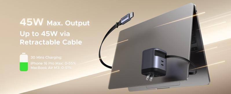 【LIVE ONLY】UGREEN 45W/65W/100W 3 in 1 Compact GaN Charger, Retractable USB C Fast Wall Charger with Foldable Plug, Compatable for iPhone 17/16 Series, Galaxy, Pixel, iPad-Cellphone Electronic portable charger,TikTokShopBlackFriday ,TikTokShopHolidayHaul