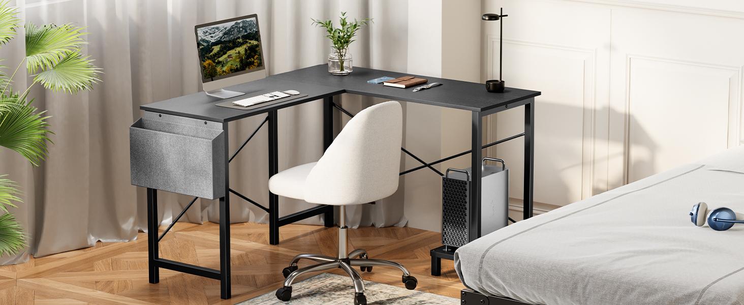 Computer Desk-50 Inch L Shaped Office Desk with Storage and CPU Stand, Modern Writing PC Wood Work Desk for Home Office Gifts gamer