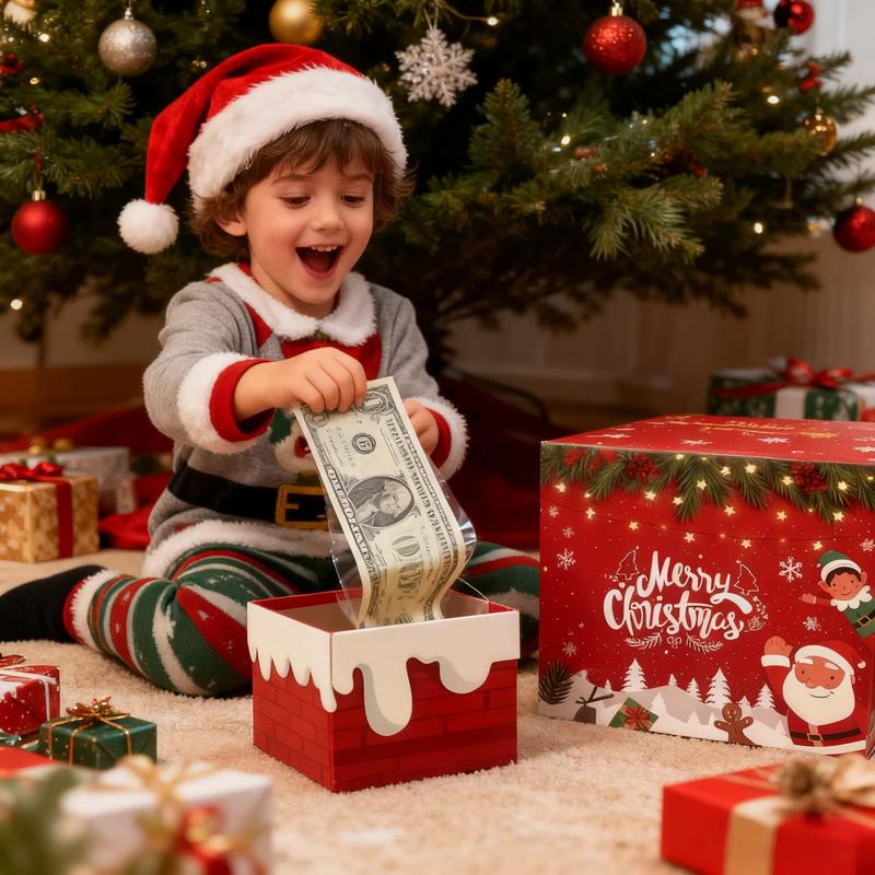 Mery Christmas Money PullOut Gift Box - Fun Surprise Cash Holder for Friends, Wives, Sisters, Holiday Party Accessory Decorations Supplies Ornaments.excellent gifts for Christmas and new year，Must-buy on Black Friday