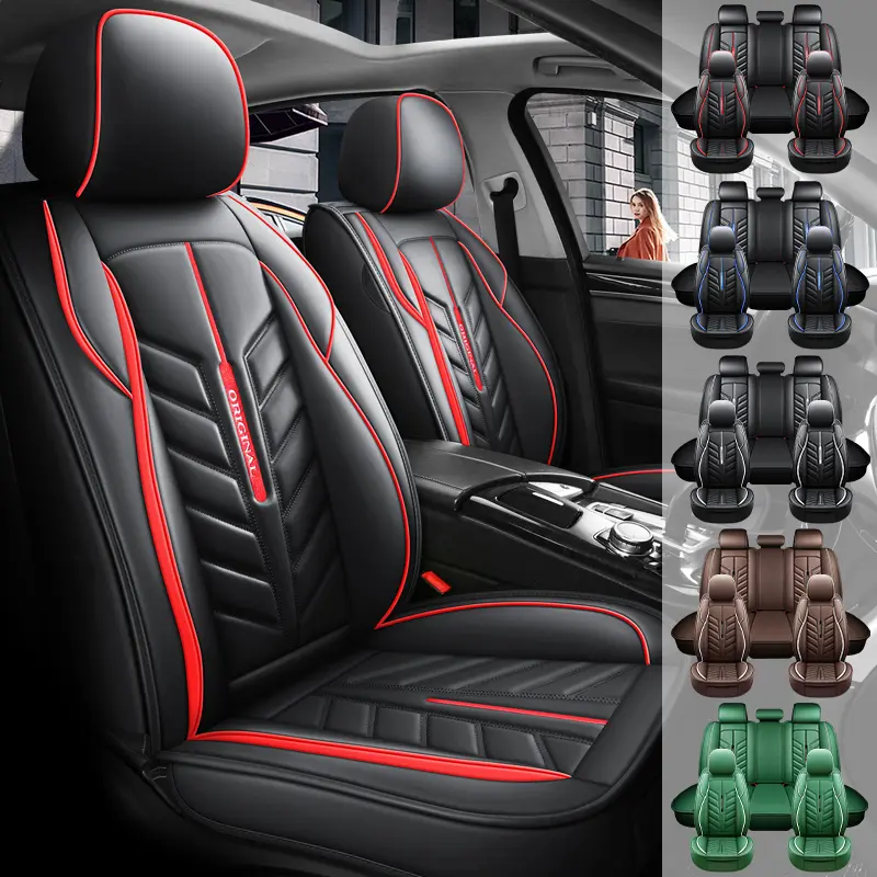 Upgraded Car Seat Covers - Black & Red Leatherette with Red Stitching - Universal Fit for Most Vehicles - Durable & Stylish Protection