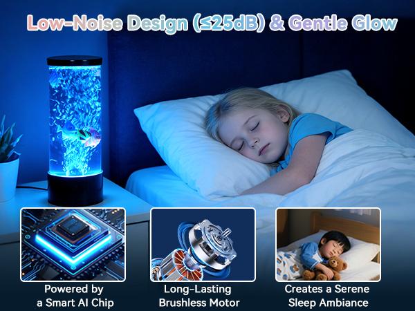 LED Aquarium Bubble Fish Tank Table Lamp, Birthday Christmas Gifts for Adults Kids Teens, Relaxing 6 Color Remote Fake Fish Sensory Night Light for Kids' Room Bedroom Home Decor, Stress Relief