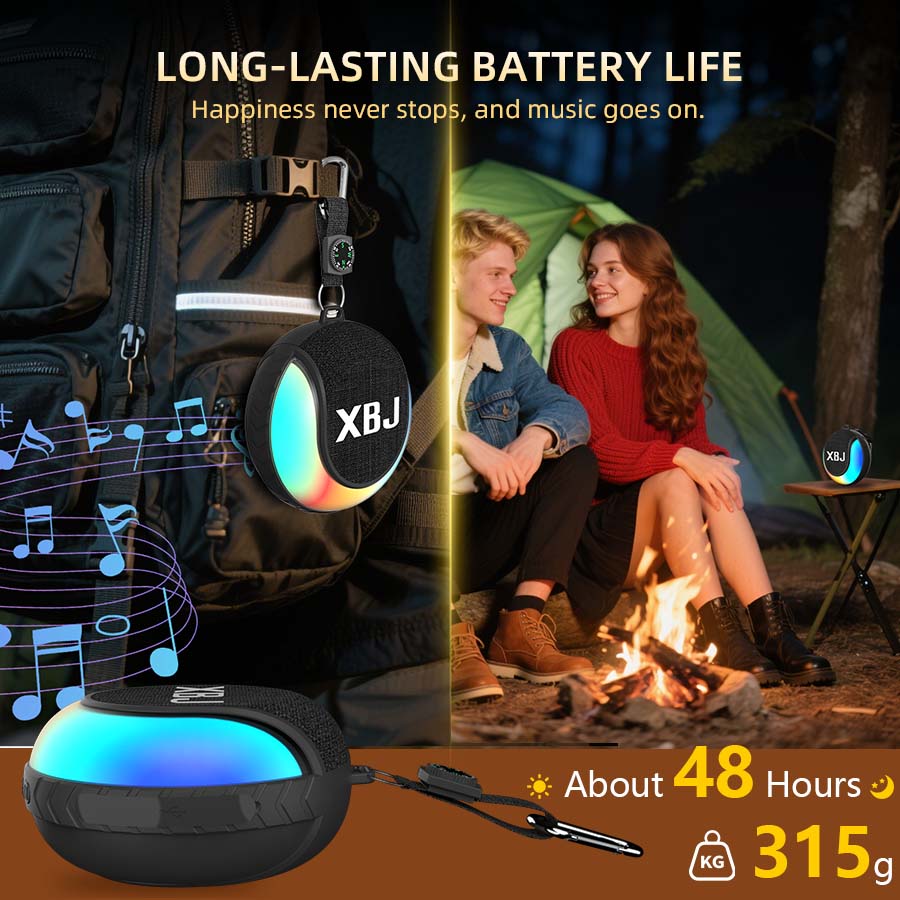 Mini Portable Bluetooth Speakerr with power bank function | Outdoor Glow 3D Stereo Bass | TWS Dual Connect Lighted Speaker | FM/TF Card/USB Support | Phones/TVs Compatible | Hands-Free Wireless Audio Compact Micro Protection Rechargeable Smartphone Black