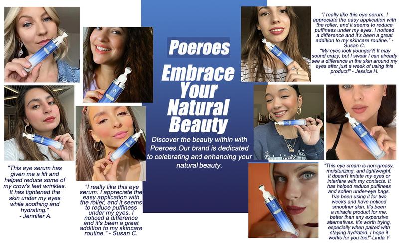 POEROES  Caffeine Eye Serum and Eye Cream Roller Eliminates Dark Circles and Puffiness, Reduces Wrinkles and Fine Lines, and Eliminates Puffiness 360°Massage Ball for a Comfortable Skincare Experience