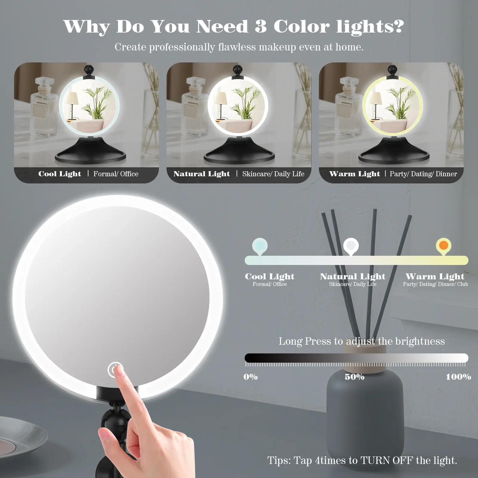 6-inch Cosmetic Magnifying Mirror with Base And Stand,1X/30X Double-sided LED Lighted Portable Mirror; FoldableAnd Adjustable Travel Mirror; for Business, Travel And Dates;Rechargeable Large-capacity Mirror; for Daily Makeup, SkinCare