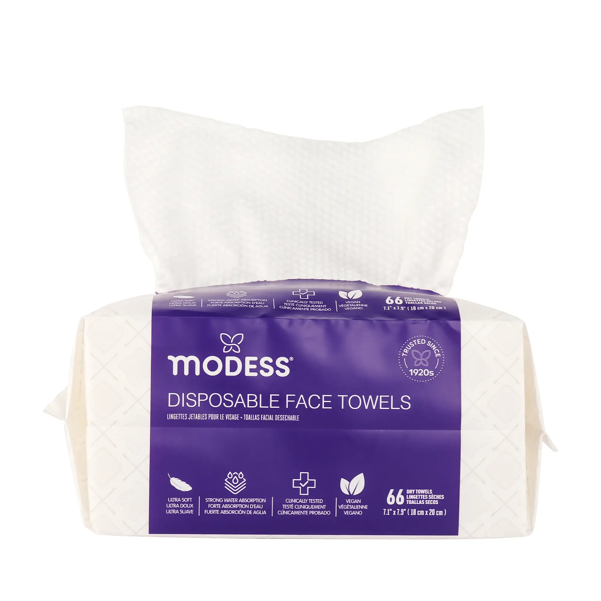 Modess Disposable Face Towels - 66 Count Pure Cotton Facial Cleansing ...