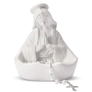 ILoveU Our Lady of Grace Statue Virgin Mary Keepsake Rosary Holder, 5" Blessed Mother Statues, Resin Relic, Catholic Gifts for Women Religious Home Decor