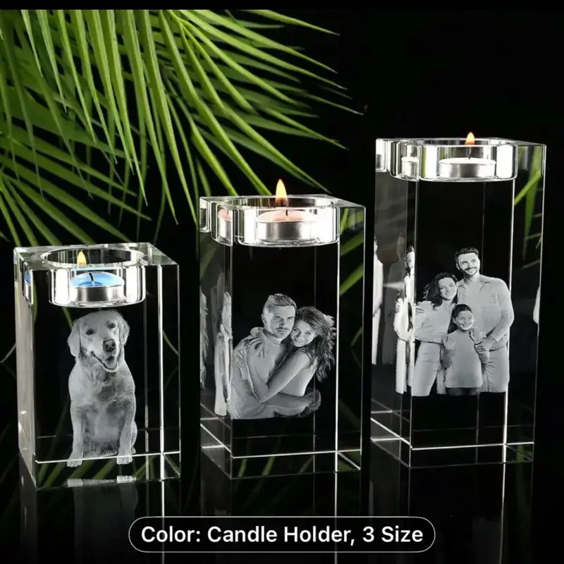 GANOVA 3D Crystal Photo Frame with Laser Engraving - ized with Your Own Photo & Text, Custom Name/Message, Horizontal/Vertical Display, Desktop Picture Frame for Birthdays,, Valentines - Gift for Women, Men, Pets -
