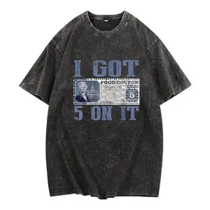 100% Cotton Loose Fit Graphic T-Shirt - "I Got $5 on It" Streetwear Design with Vintage Currency Print, Black Casual Short Sleeve Tee for Casual Attire & Holiday Gifts,Sweatshirt,Washed Cotton T-shirt