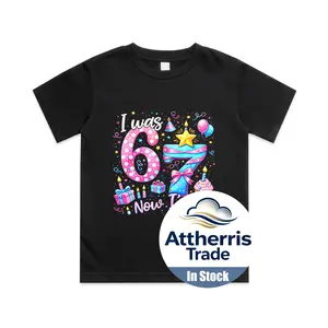 7th Birthday Girl Kids Shirt I was 6 Now I'm 7 Year Old Cotton T-shirt, Graphic Print Round Neck Short Sleeve Casual Tee for Boys Girls
