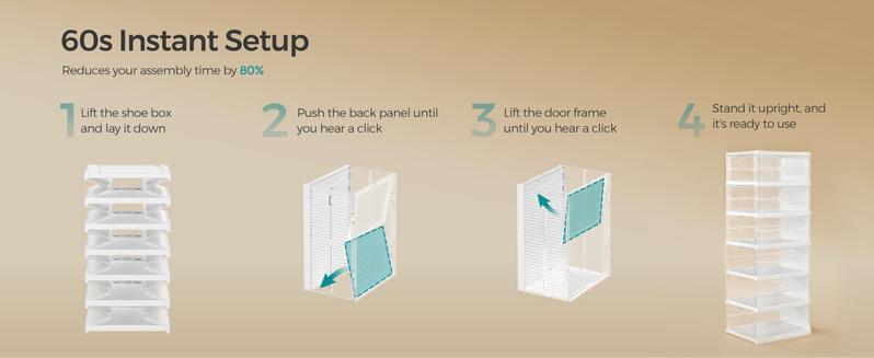 SONGMICS HOME Collapsible Shoe Boxes - Foldable Stackable Portable Organizer for US Size 13 Transparent PP Plastic Racks