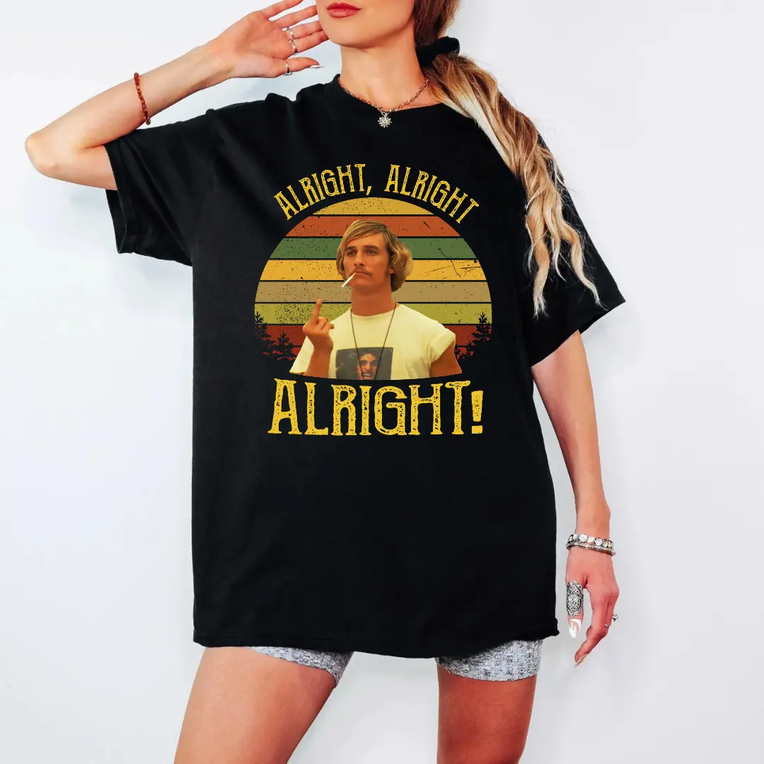Dazed and Confused Shirt, David Wooderson Alright Alright Alright Vintage Comfort Colors T-Shirt, 1980s Movies TV Show Quote Unisex T-Shirt