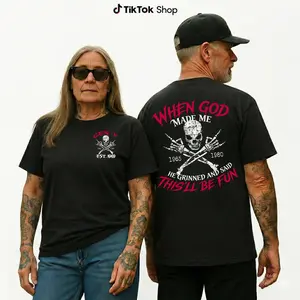 [Kingzlia] "When God Made Me, He Grinned And Said This'll Be Fun" Generation X Custom Year Badass Generation T-shirt, Gen X Custom Shirt - 100% Cotton Top Unisex Comfort Womenswear, Custom Year Of Birth Shirt Printed Tshirt