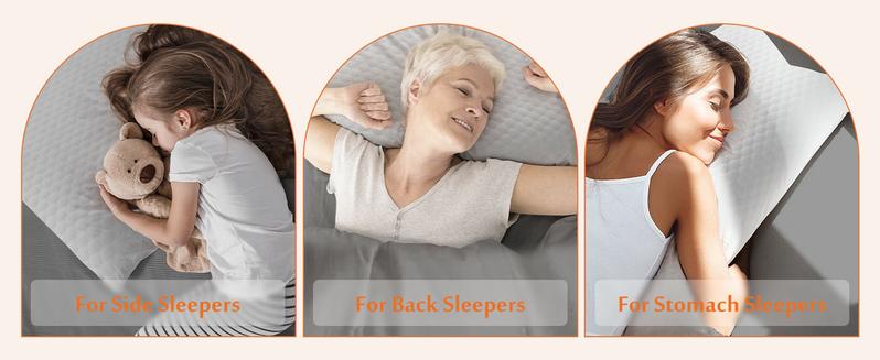 Memory Foam Pillows for Sleeping, Bed Pillows for Adults with Washable Cover and Breathable Mesh, Gel Cooling Pillow for Back and Side Sleeper Support, White