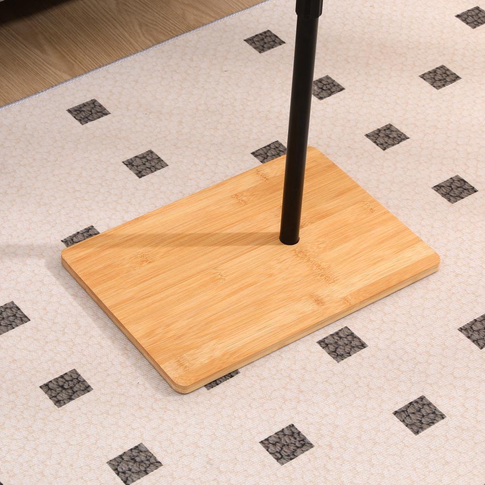 Couch Tray Table Bamboo Height Adjustable Side Table for Sofa C-shaped Oval End Tables with Slots for Bed & Chairs in Living Room & Bedroom