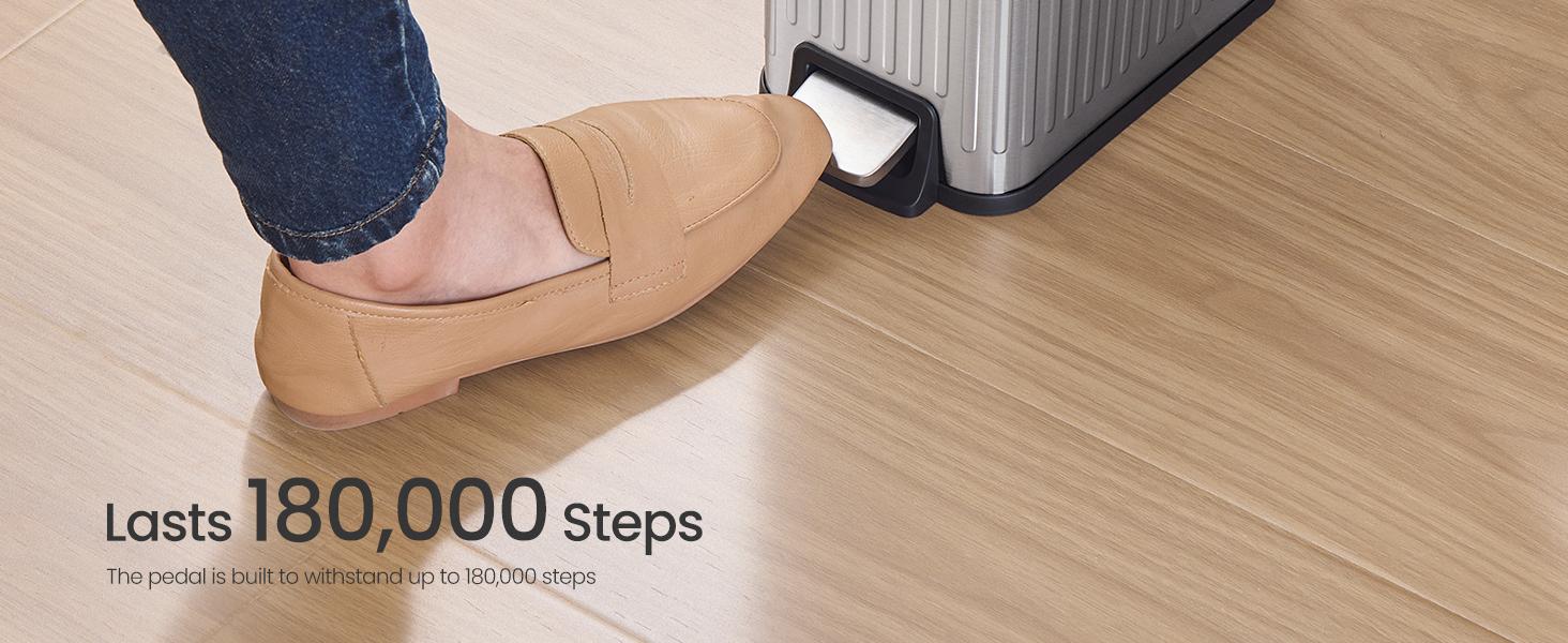 SONGMICS Bathroom Trash Can, 1.6-Gallon (6 L) Trash Bin with Lid, Slim for Small Spaces, Stainless Steel Garbage Can, Soft Close