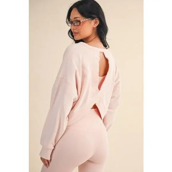 Women's Hooded Sweatshirt, Casual Oversized Cropped Style, Mineral Wash Soft Fabric Top with a Cutout Back and Relaxed Fit, Everyday, Piece, Statement, Clothes, Sleeves, Breathable, Long Sleeve, One Piece