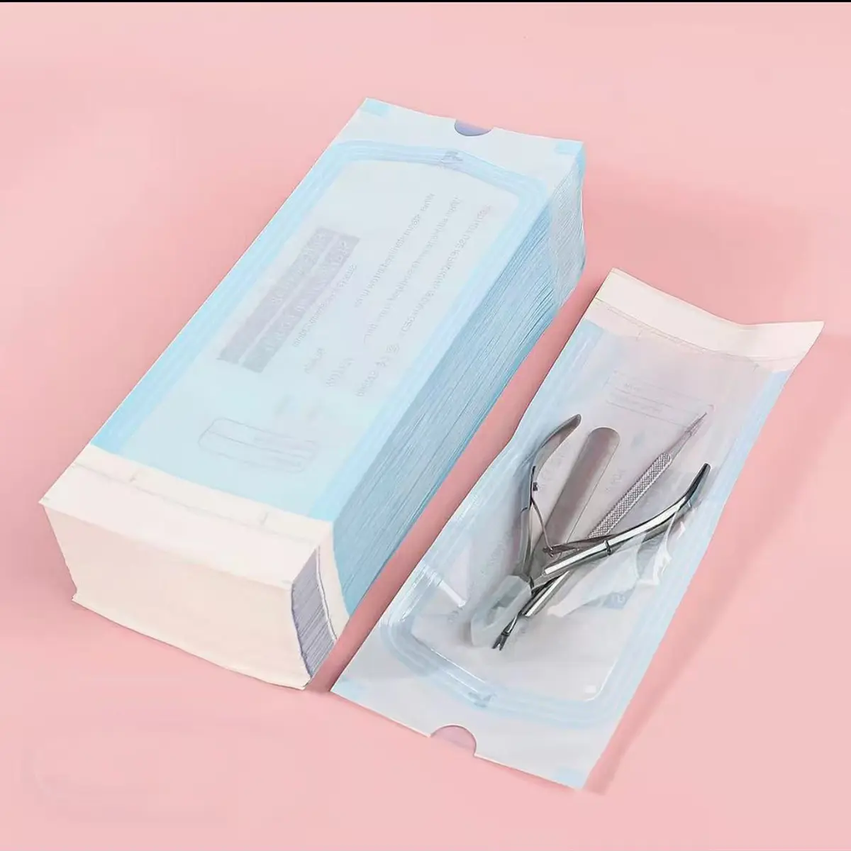 200PCS Self-Sealing Sterilization Pouch Bags (3.4"x9"), Autoclave Organiser for Nail & Dental Tools, Sterile Instrument Protection Storage, Nail Tools, Tool Storage