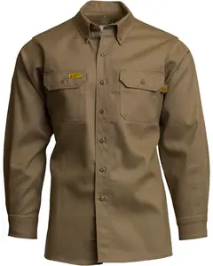 Lapco Men's Solid Fr Long Sleeve Button Down Uniform Work Shirt - Gos6kh Sm-2Xl