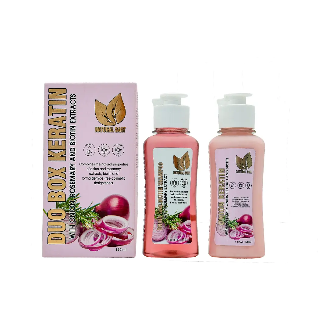 Natural Sant – Keratin & Shampoo Duo Box | Onion, Rosemary & Biotin | Anti-Frizz & Shine | Formaldehyde-Free (4.05 Fl Oz / 120 ml)