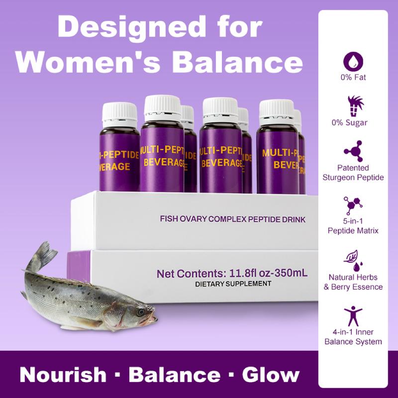 Vivsana Multi-Peptide Beverage - 7 x 50mL Bottles - Sturgeon Peptide Balance Formula for Women's Wellness with FERMLOVE Peptide & 5 Berry Antioxidants Vivsana Multi-Peptide Beverage - 7 x 50mL Bottles - Sturgeon Peptide Balance Formula for Women's Wellness with FERMLOVE Peptide & 5 Berry Antioxidants