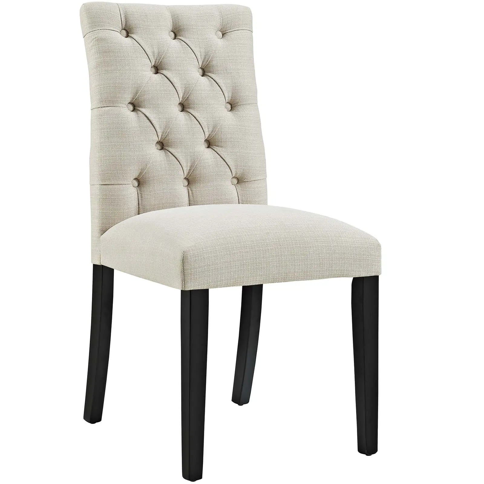 Modway Duchess Curved Button-Tufted Fabric Dining Chair, Beige Indoor Furniture Chair, Curved Chair
