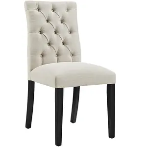 Modway Duchess Button Tufted Fabric Dining Chair in Beige