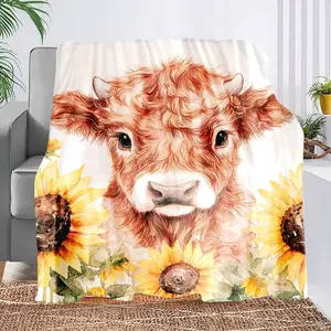 A Small Cow Print Flannel Blanket, a Gift for African Girls, Granddaughters, And Daughters, Suitable for Holidays, Versatile for