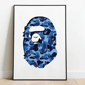 A Bathing Ape Blue Bape Head Poster 16X24 (Frame Not Included)