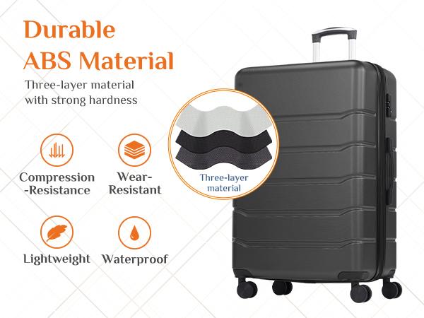 Luggage 20''/24''/28''Luggage, Hard Shell ABS Suitcase with Double Spinner Wheels, Lightweight Expandable Rolling Luggage with TSA Lock Luggage 20''/24''/28''Luggage, Hard Shell ABS Suitcase with Double Spinner Wheels, Lightweight Expandable Rolling Luggage with TSA Lock