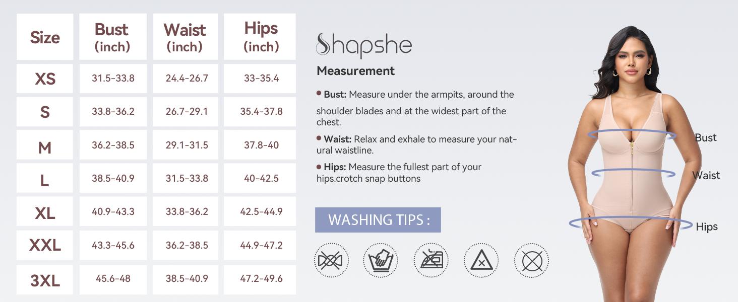SHAPSHE Women's Single-Row Hook & Zipper Waist Shapewear for Butt Lifter Bodysuit - Seamless Shaping & All-Day Comfort