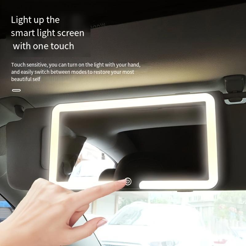 Car LED Makeup Mirror, Rechargeable Car Sun Visor Mirror, Dimmable Touchscreen Auto Vanity Mirror, Vehicle Interior Accessories, Car Accessories, FathersDayGift