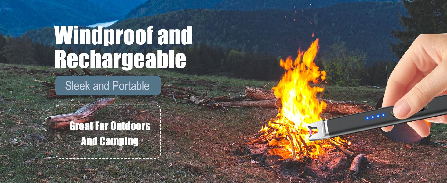 2 Pack Candle Lighter Electric USB Rechargeable Plasma Arc Lighter with Safety Lock, Windproof Flameless Long Lighters for Candle, Grill, BBQ, Camping, Gas Stoves ( Black & Champagne Gold )