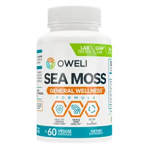 Oweli Irish Sea Moss Capsules with Bladderwrack & Burdock Root + BioPerine: Rich in Essential Minerals & Vitamins for Gut Health, Immunity & Energy (60 Capsules, 30-Day Supply)