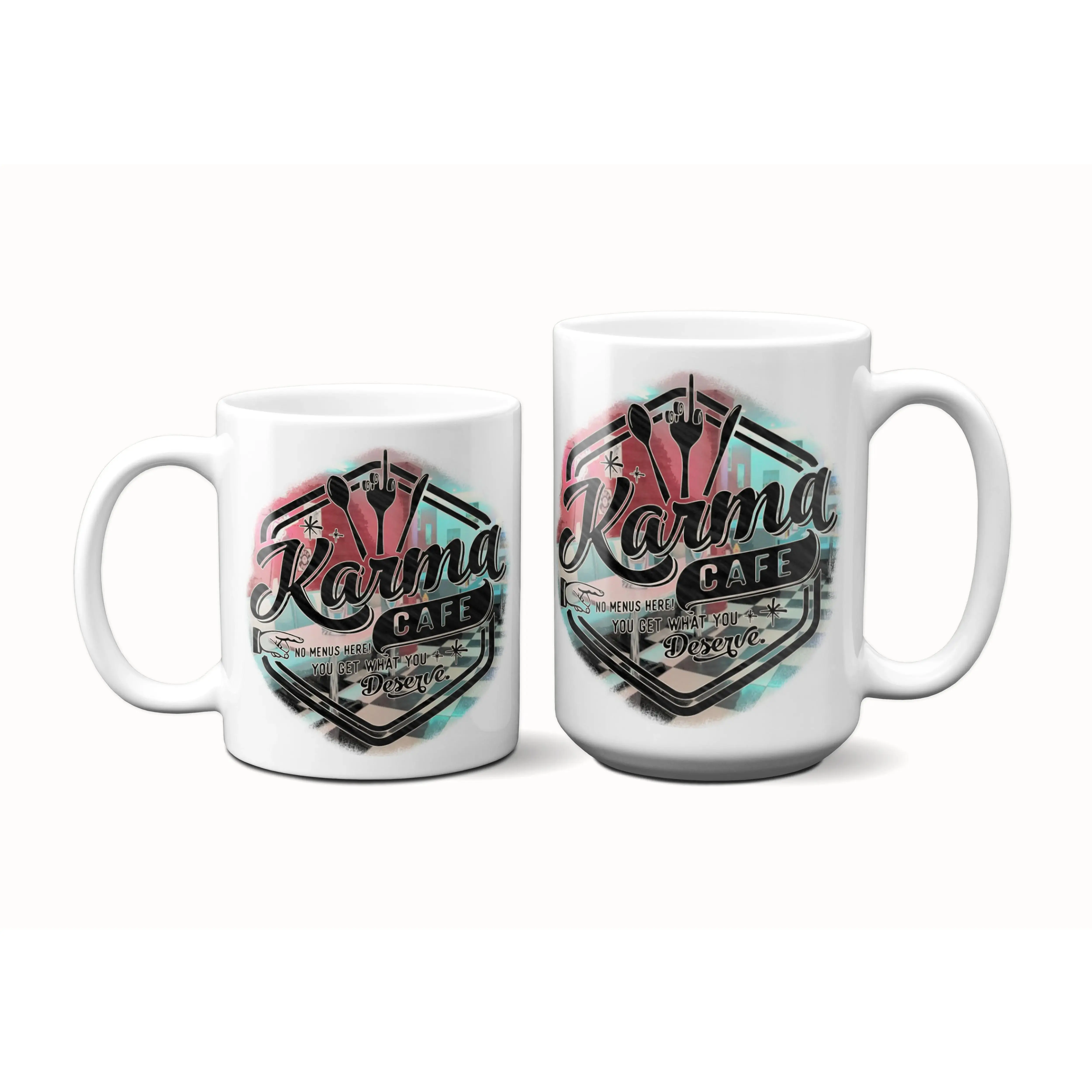 Karma Cafe Handmade Professional Stoneware ORCA Sublimation 11 oz & 15 oz Dishwasher Safe Beverage Coffee Mug with Gift Box