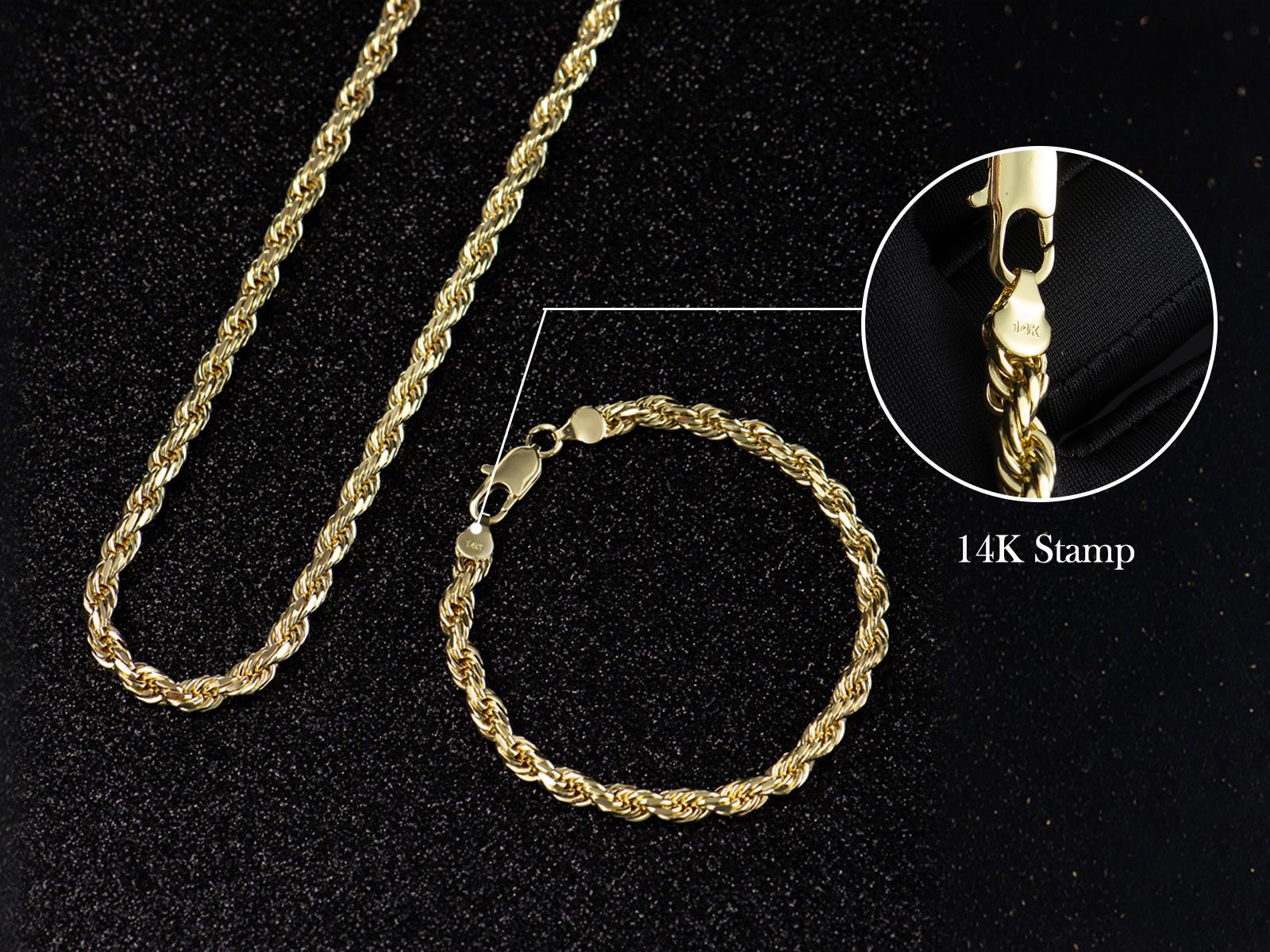 Holylegend 14K Gold-Plated Rope, Cuban, Figaro Set, 24"  Length, Necklaces & Bracelet,Cuban link chain