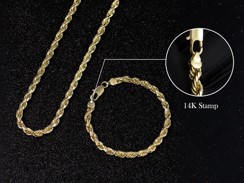 Holylegend 14K Gold-Plated Rope, Cuban, Figaro Set, 24"  Length, Necklaces & Bracelet,Cuban link chain