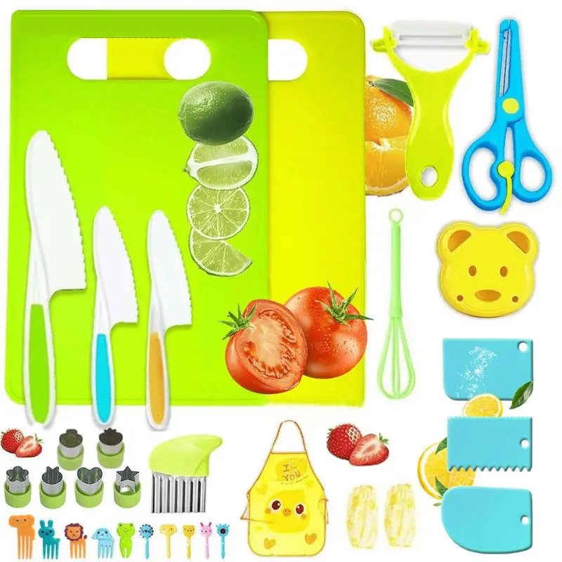 13/32 Pcs Kids Kitchen Play Set | Multifunctional Fruit & Veg Cutting Toys | Safe Grip Handles | Portable Cooking & Baking Kit | Home Essentials | Ideal Basket Gift for Little Chefs & Teen Girls#Mother's Day