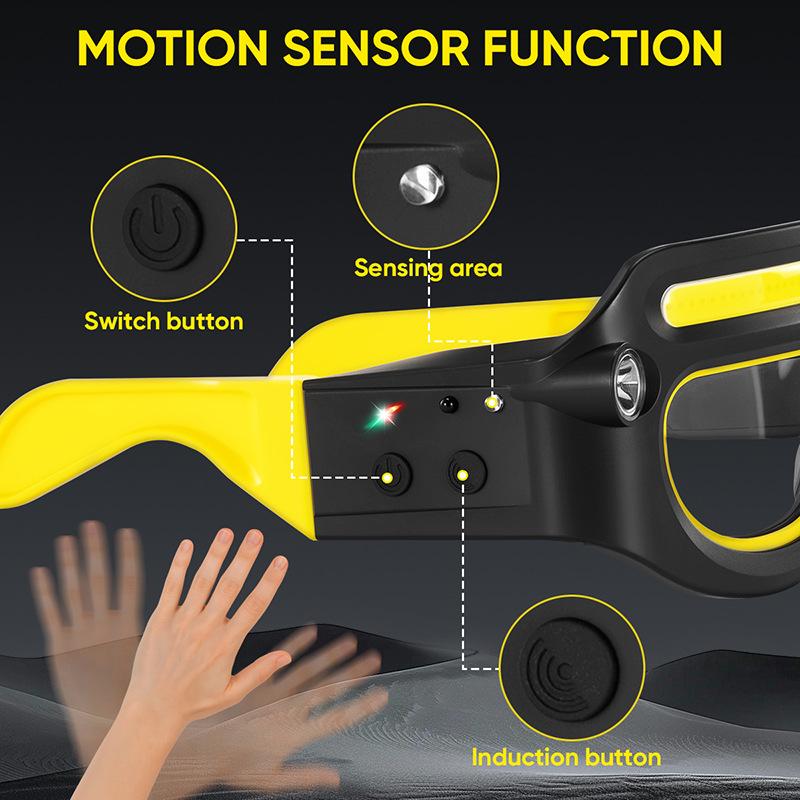 Gesture control LED glasses, rechargeable headlamp sports glasses, 5 modes, USB-C interface, suitable for running, camping, night maintenance, night work, hands-free lighting glasses.