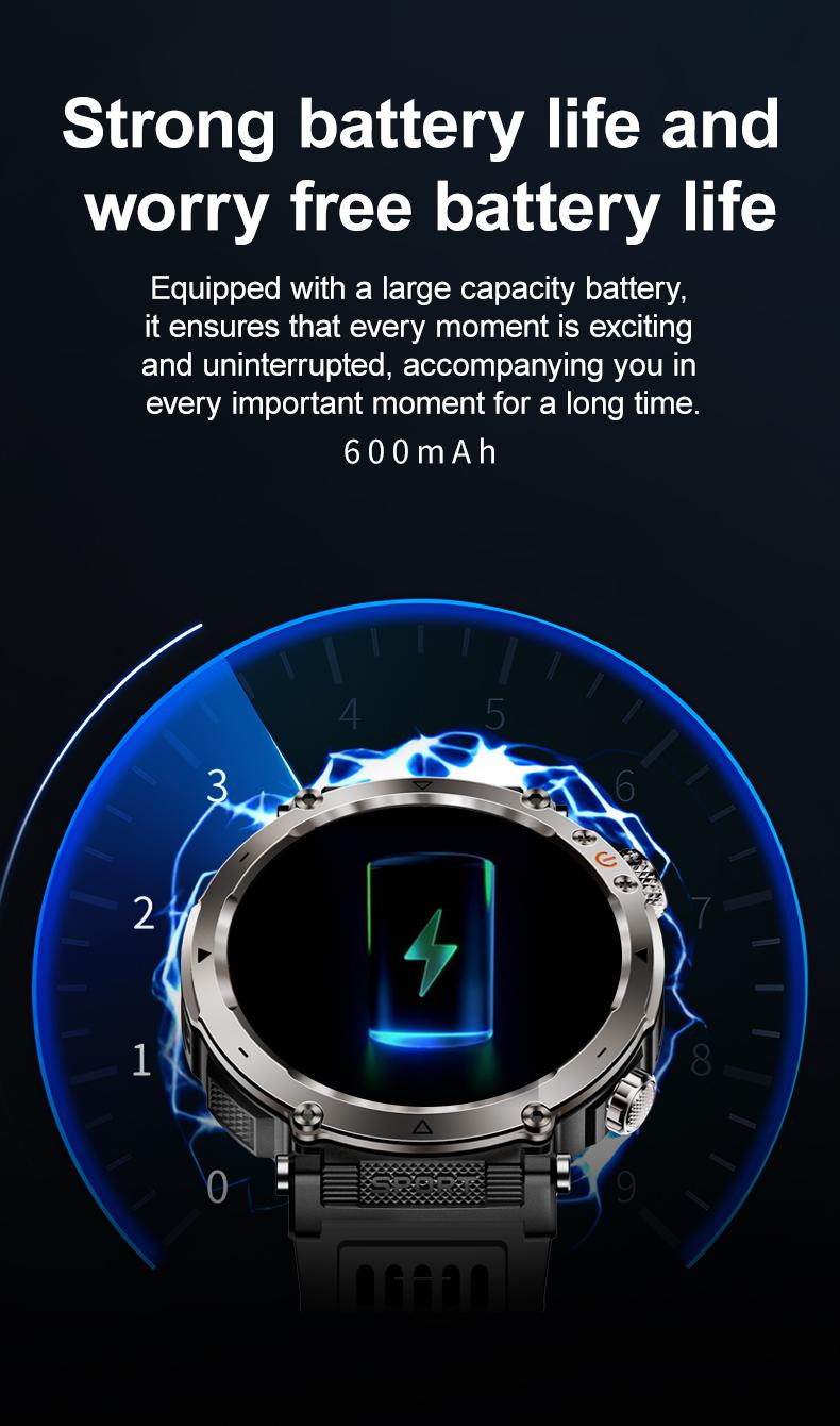 New 2026 Manly Style Smart Sports Watch LED Lights Wireless Calling Message Reminders Sports Mode Voice Assistant Weather Push Stopwatch Timer Smartwatch For Men Compatible With Android iPhone Phones