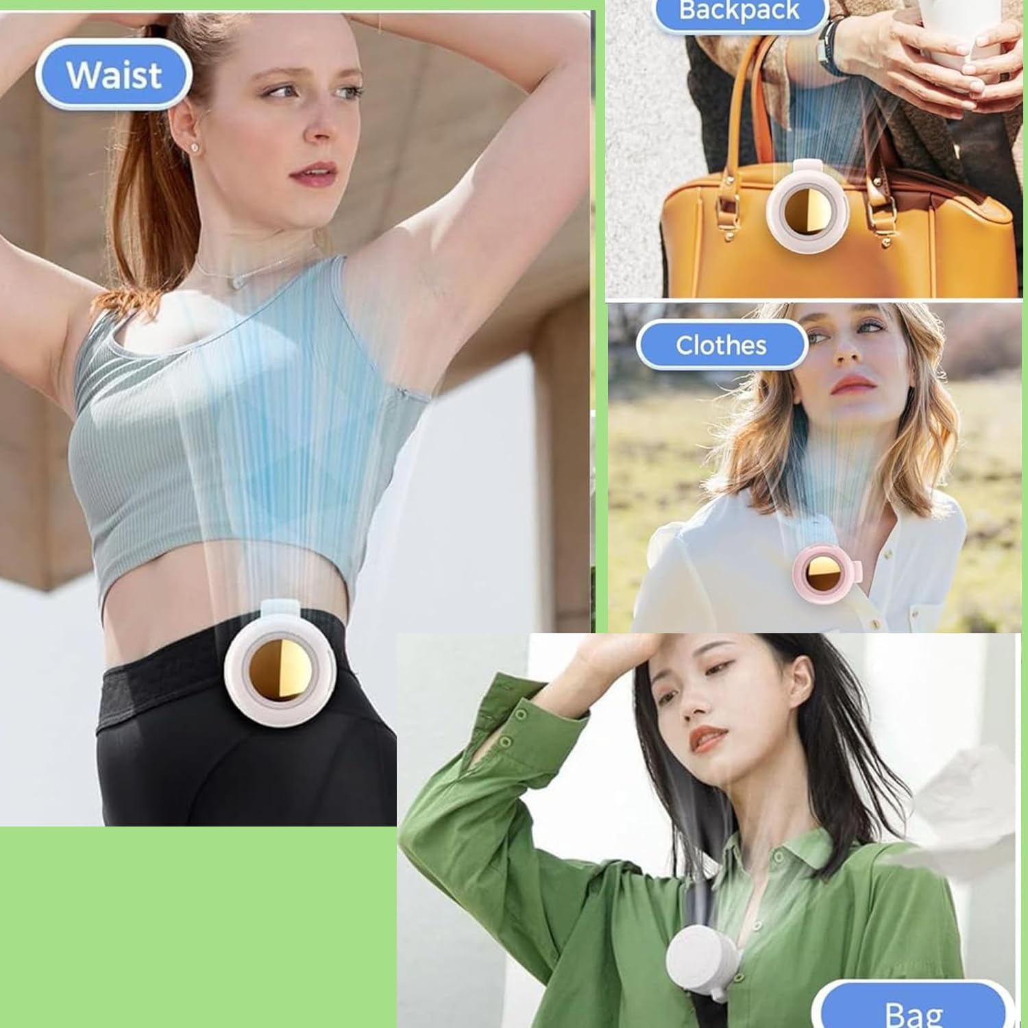 White Portable Mini Bladeless Fan 3-Speed Clip-on Fan for Shirt and Waist LY317