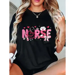 100% Cotton Nurse Valentines Day Valentine Scrub Top Women Scrubs NICU T-Shirt