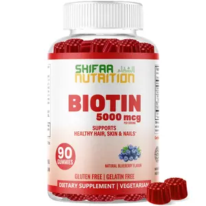 SHIFAA NUTRITION Halal Vegan Biotin Gummies - Adults & Kids - Non GMO, Gluten & Gelatin Free