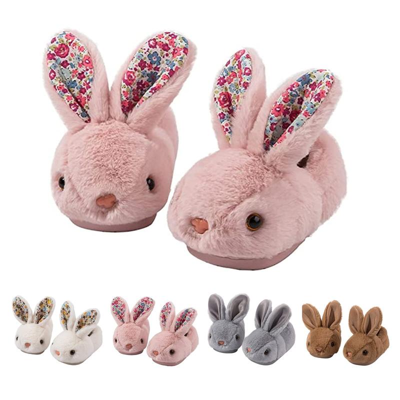 rosyclo Toddler & Kids Bunny Plush Slippers Adorable Fuzzy Design with Warm Lining Non-Slip Rubber Sole Cozy Indoor Winter Rabbit House Shoes for Girls & Boys Children