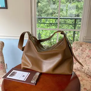 Burnished Honey Empire Hobo Bag - Large Capacity, Soft Leather, Zip Closure, Perfect for Everyday Use