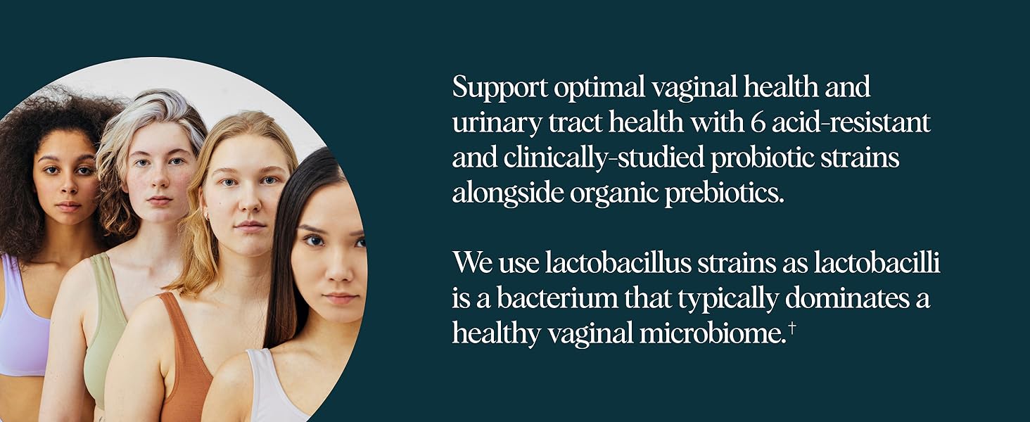 Ora Organic Prebiotics and Probiotics for Women - Lactobacillus for V@ginal and Urinary Tract Health, Contains 16 Billion CFU, 6 Strains - 1 Month Supply, 60 Vegan Probiotic Capsules